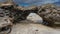 A bizarre stone grotto was exposed at low tide.