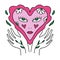 Bizarre Valentines day heart modern abstract face. Groovy emoji heart shape