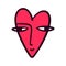 Bizarre Valentines day heart modern abstract face. Groovy emoji shape