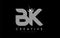 BK B K Letter Logo Design White Magenta Dots and Swoosh