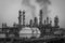 Blac and white petrochemical plant