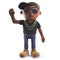 Black 3d hip hop rapper cartoon character waving hello