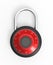 Black 3D locked combination pad lock on a white background