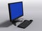 Black 3d model of keyboard, monitor and mouse