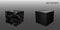 Black 3d render marble cube no background to use in a mockup template for product advertising. Transparent wall with