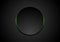 Black abstract circle shape with green glowing light tech background