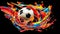 black abstract image soccer sport, football ball, art watercolors colorful banner