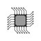 Black abstract microchip circuit icon