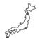 Black abstract outline of Japan map