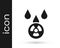 Black Acid rain and radioactive cloud icon isolated on white background. Effects of toxic air pollution on the