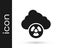Black Acid rain and radioactive cloud icon isolated on white background. Effects of toxic air pollution on the