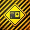 Black Action extreme camera icon isolated on yellow background. Video camera equipment for filming extreme sports