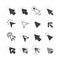 Black active click cursor pointers icons set