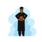 Black african american and african catholic priest with bible. Vector illustration in flat style