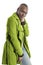 Black African American Fashion Model Wearing Lime Green Coat