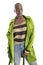 Black African American Fashion Model Wearing Lime Green Coat