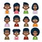 Black African American or Hindu People Avatar. Cartoon Userpic Icon. Vector