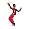 Black, African man, guy in 1980s style clothes dancing disco