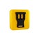 Black African percussion drum icon isolated on transparent background. Musical instrument. Yellow square button.