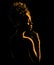 Black African woman portrait silhouette in backlight. Illustration