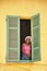 Black african young women at the window