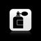 Black Aftershave bottle with atomizer icon isolated on black background. Cologne spray icon. Male perfume bottle. Silver