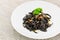 Black aglio olio pasta
