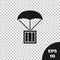 Black Airdrop box icon isolated on transparent background. Vector