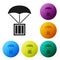 Black Airdrop box icon isolated on white background. Set icons in color circle buttons. Vector