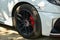 Black alloy wheel  tire of sport car