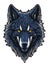 Black alpha wolf head isolated sticker