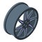Black aluminium wheel icon isometric vector. Car repair