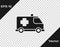 Black Ambulance and emergency car icon isolated on transparent background. Ambulance vehicle medical evacuation. Vector.