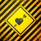 Black Amour symbol with heart and arrow icon isolated on yellow background. Love sign. Valentines symbol. Warning sign