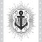 Black Anchor On White. Vintage Label, Background. Typography Elements