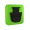 Black Ancient amphorae icon isolated on transparent background. Green square button.