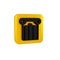 Black Ancient column icon isolated on transparent background. Yellow square button.