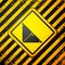 Black Angle bisector of a triangle icon isolated on yellow background. Warning sign. Vector