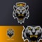 Black angry tiger king mascot sport esport logo template long fangs