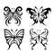 Black Animal Insect butterfly tattoo and silhouettes Icon Vector