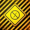 Black Anti worms parasite icon isolated on yellow background. Warning sign. Vector