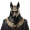 Black anubis statue with golden jewellry isolated on white created with Generative AI