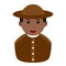 Black Archeologist Avatar Flat Icon on White