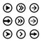 Black arrows vector icons isolated. Set of different shaped arrows icons