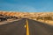 Black asphalt road in Valley of Fire, Nevada, USA