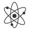 Black atom icon isolated on white