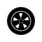 Black auto tire icon - vector