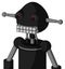 Black Automaton With Rounded Head And Keyboard Mouth And Red Eyed