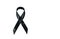 Black awareness ribbon isolated on white background.