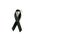 Black awareness ribbon on white background. Mourning and melanoma symbol.